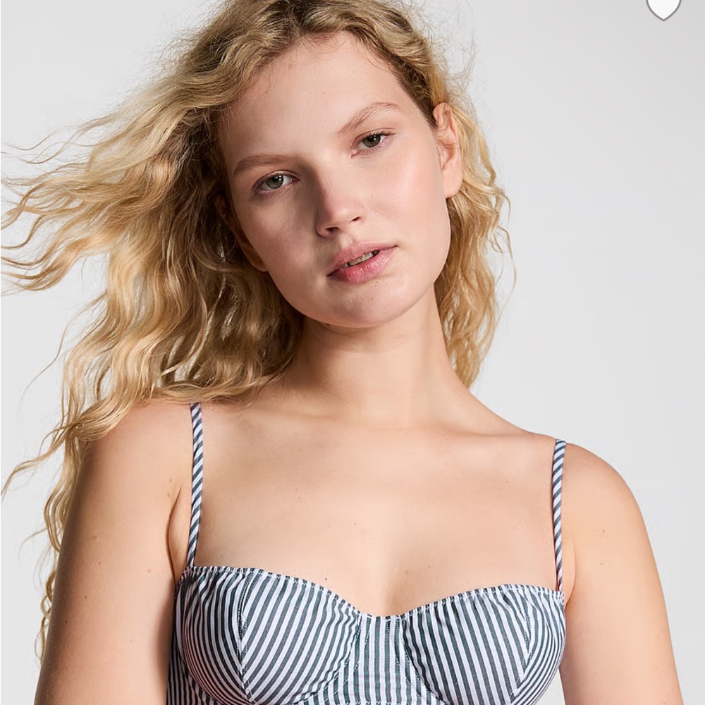 VICTORIA’S SECRET PINK COTTON UNLINED BALCONETTE BRA - striped - 36-DD